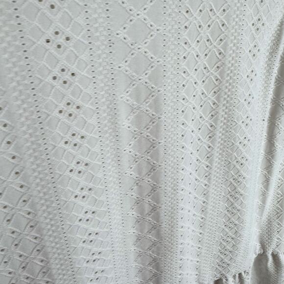 Michael Kors White Eyelet Sleeveless Peplum Blouse Large - Picture 3 of 6